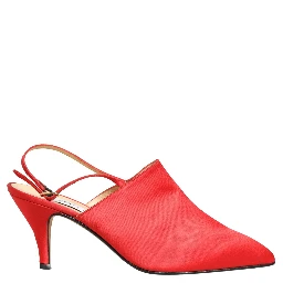 Red Suede Heel Slingback Shoes