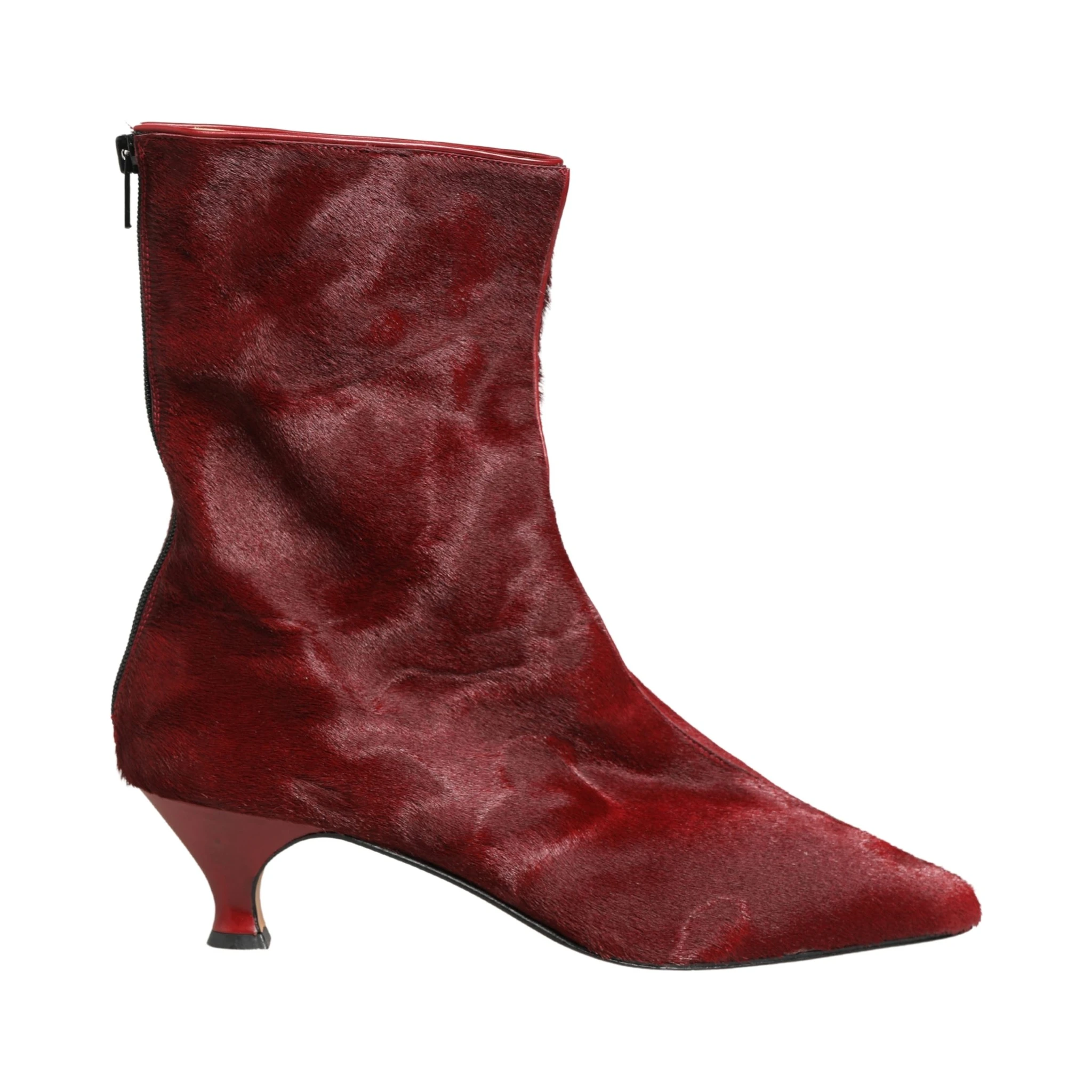 Burgundy Mid Calf Boots Shoes