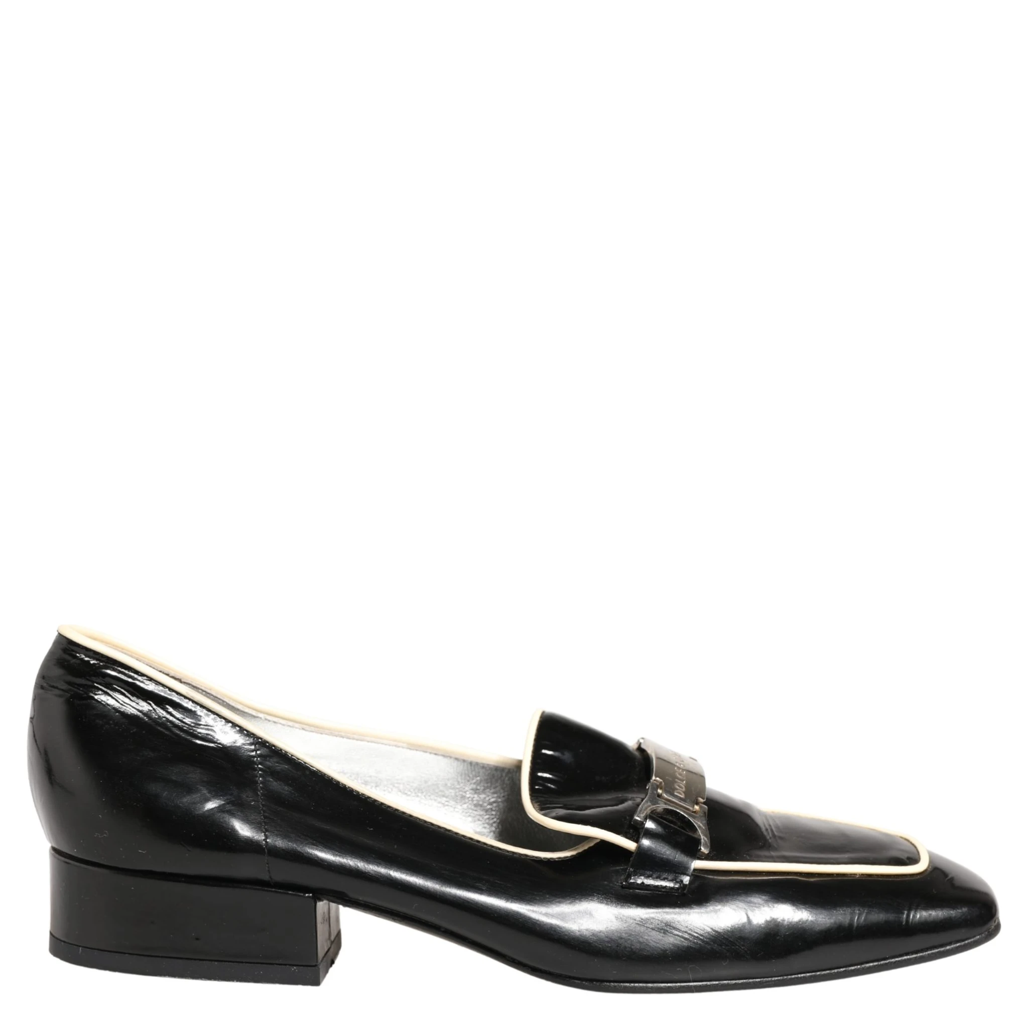 Black Patent Leather Logo Flats Loafers Shoes