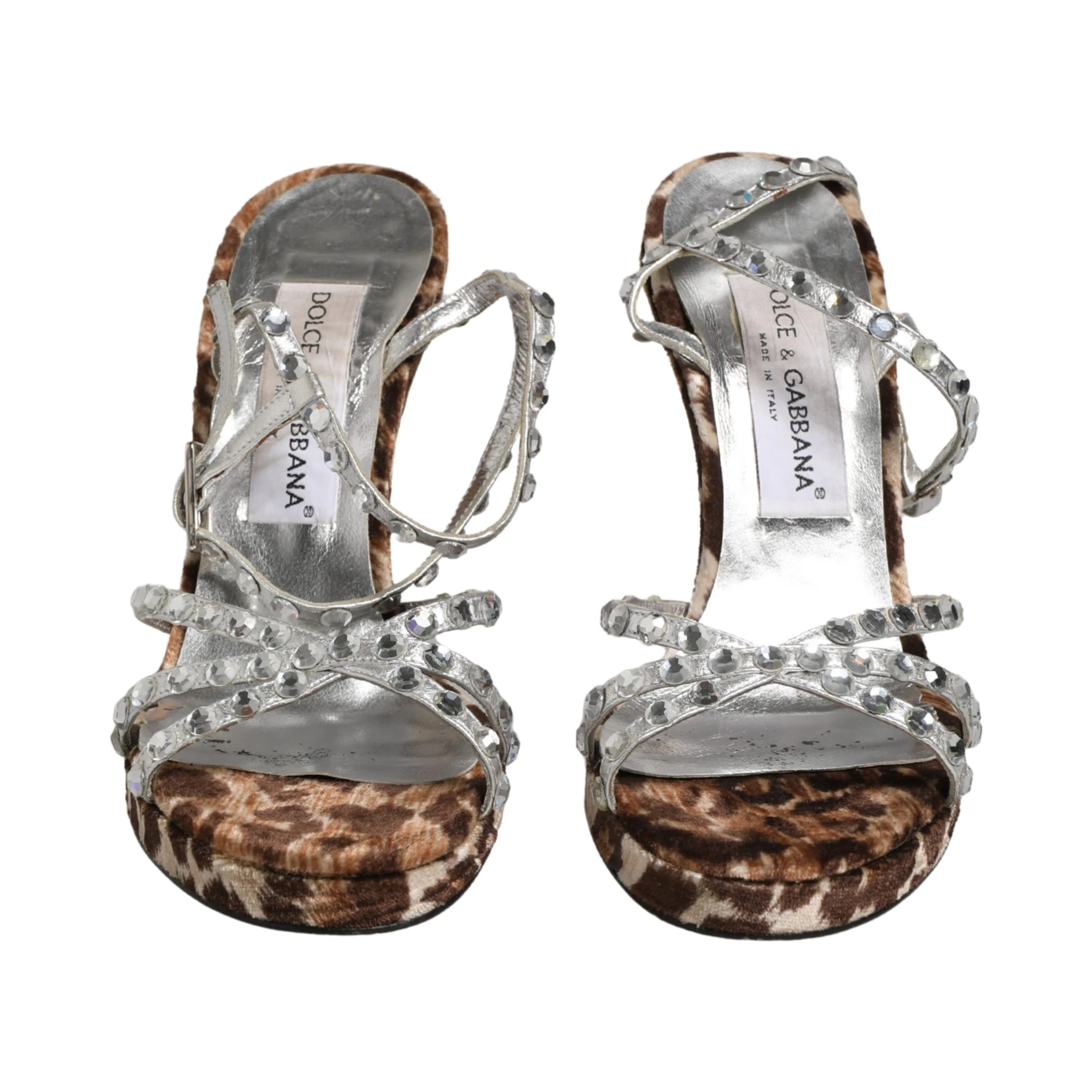 Brown Leopard Rhinestone StilettoSandals Shoes