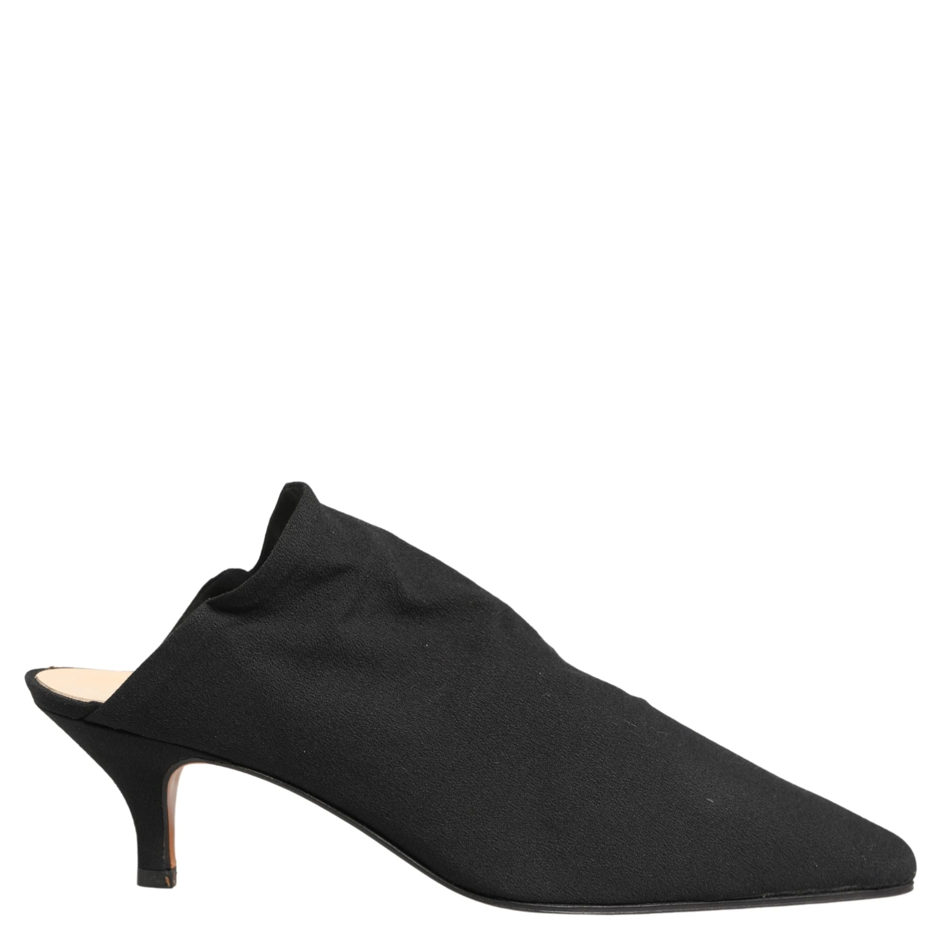 Black Suede Heel Mule Shoes