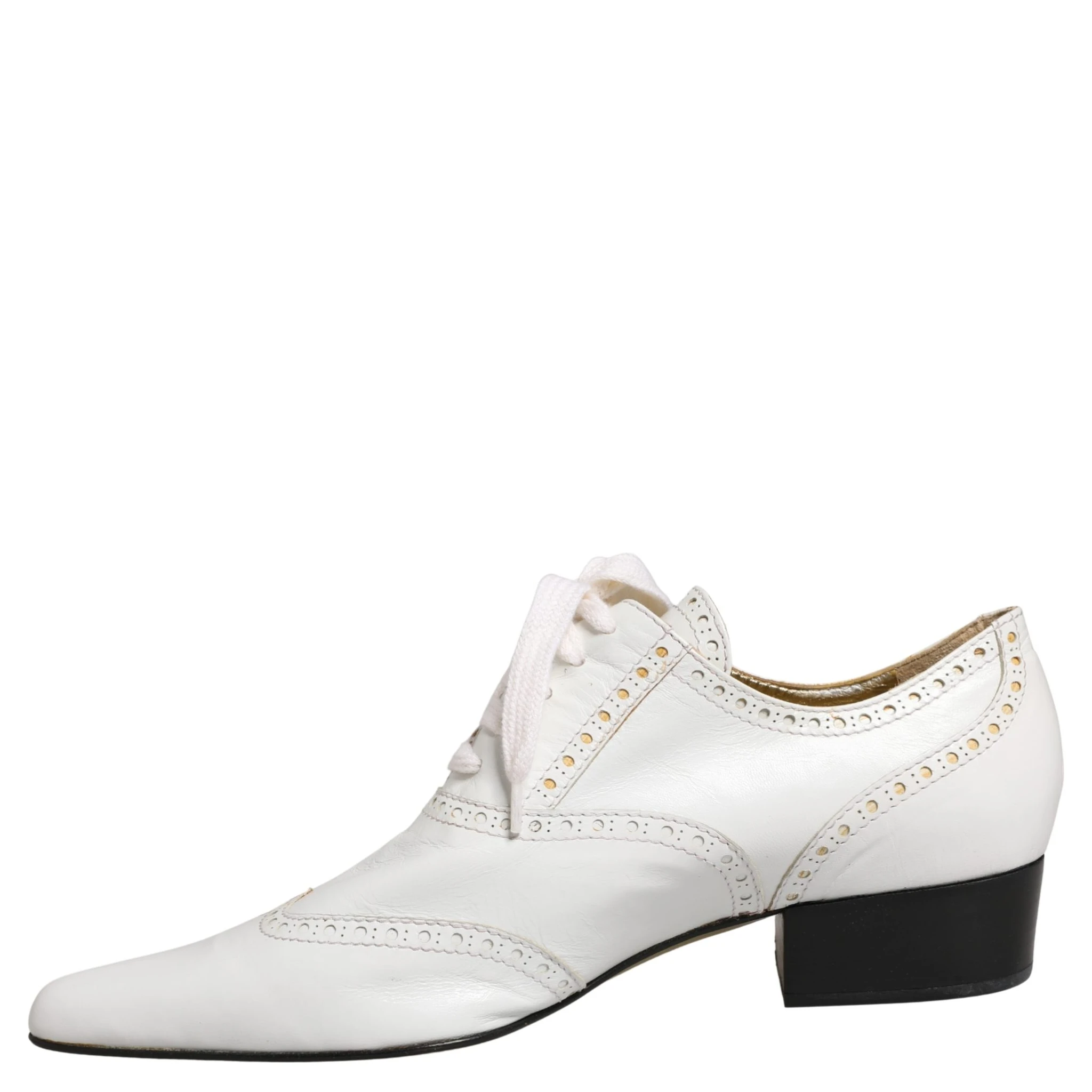 White Leather Brogue Oxford Lace Up Shoes