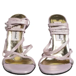 Purple Leather Wedge Heels Sandals Shoes