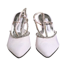 White Strass Crystal Slingbacks Pumps Shoes