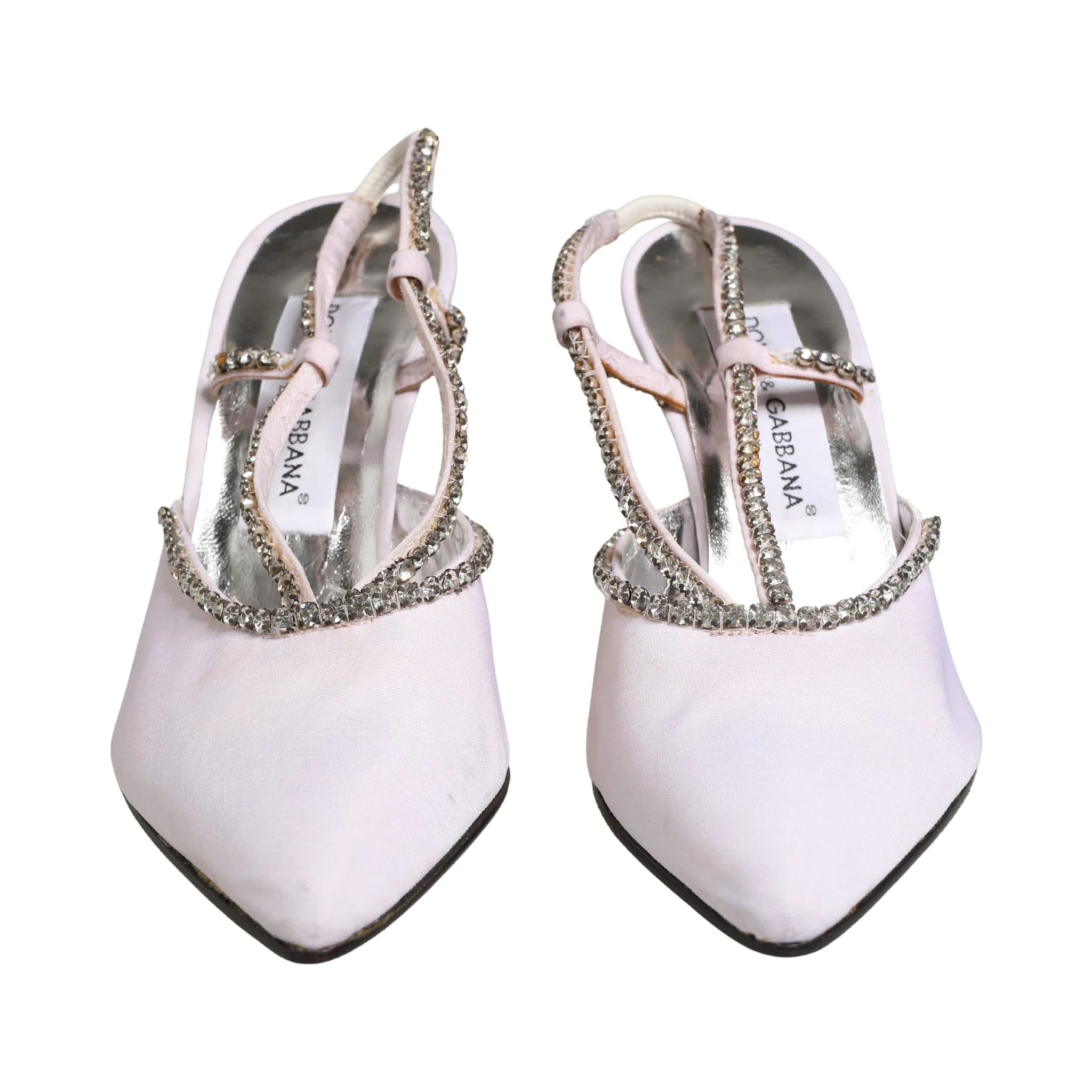 White Strass Crystal Slingbacks Pumps Shoes
