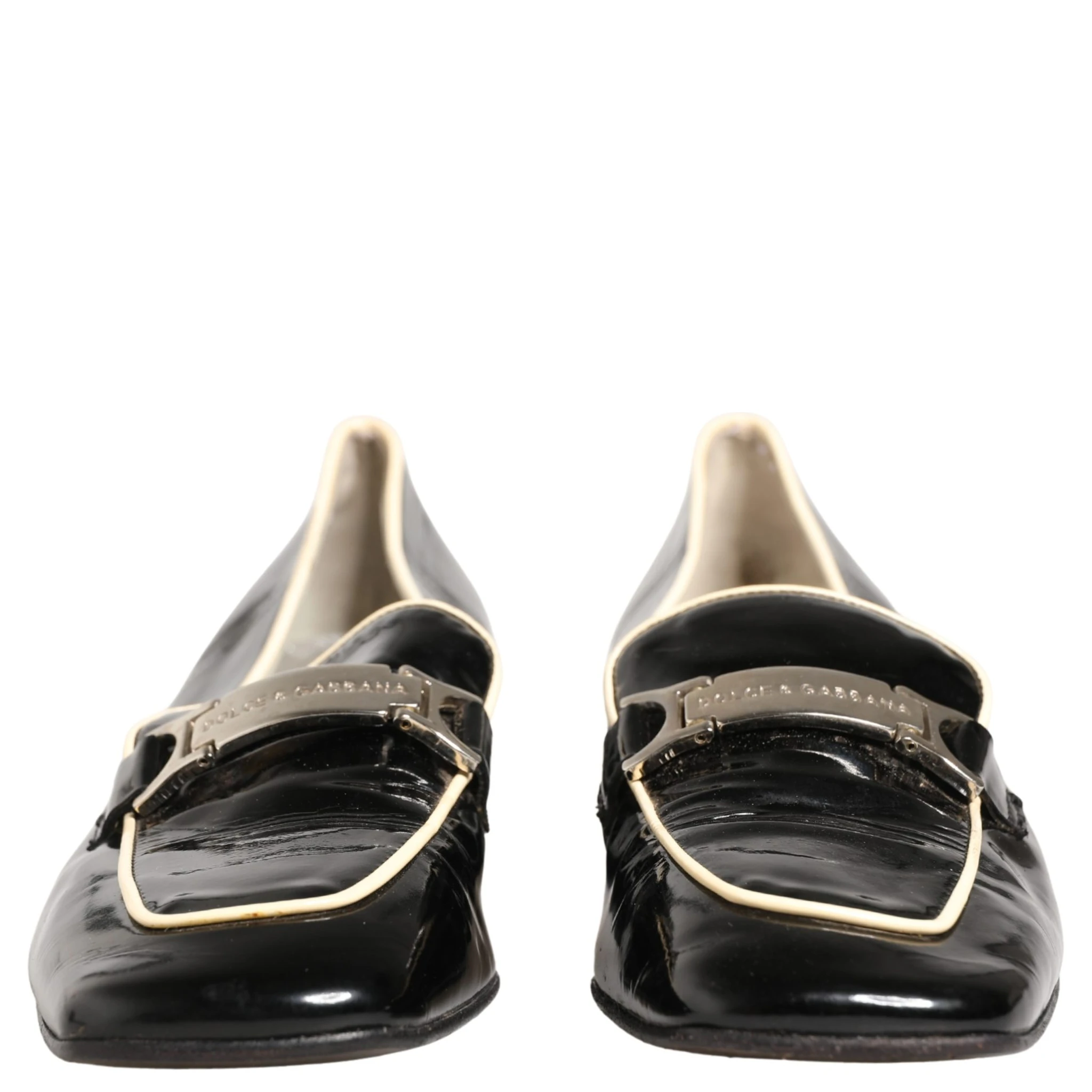 Black Patent Leather Logo Flats Loafers Shoes