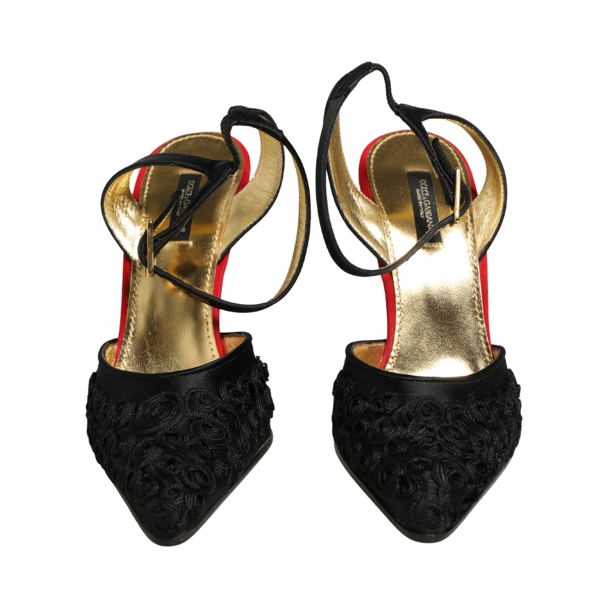 Black Satin Floral Ankle Strap Sandals Shoes