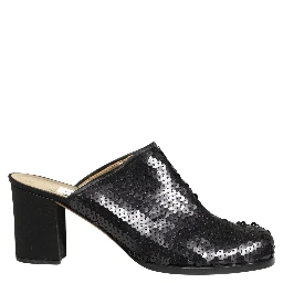 Black Sequined Mules Shoes