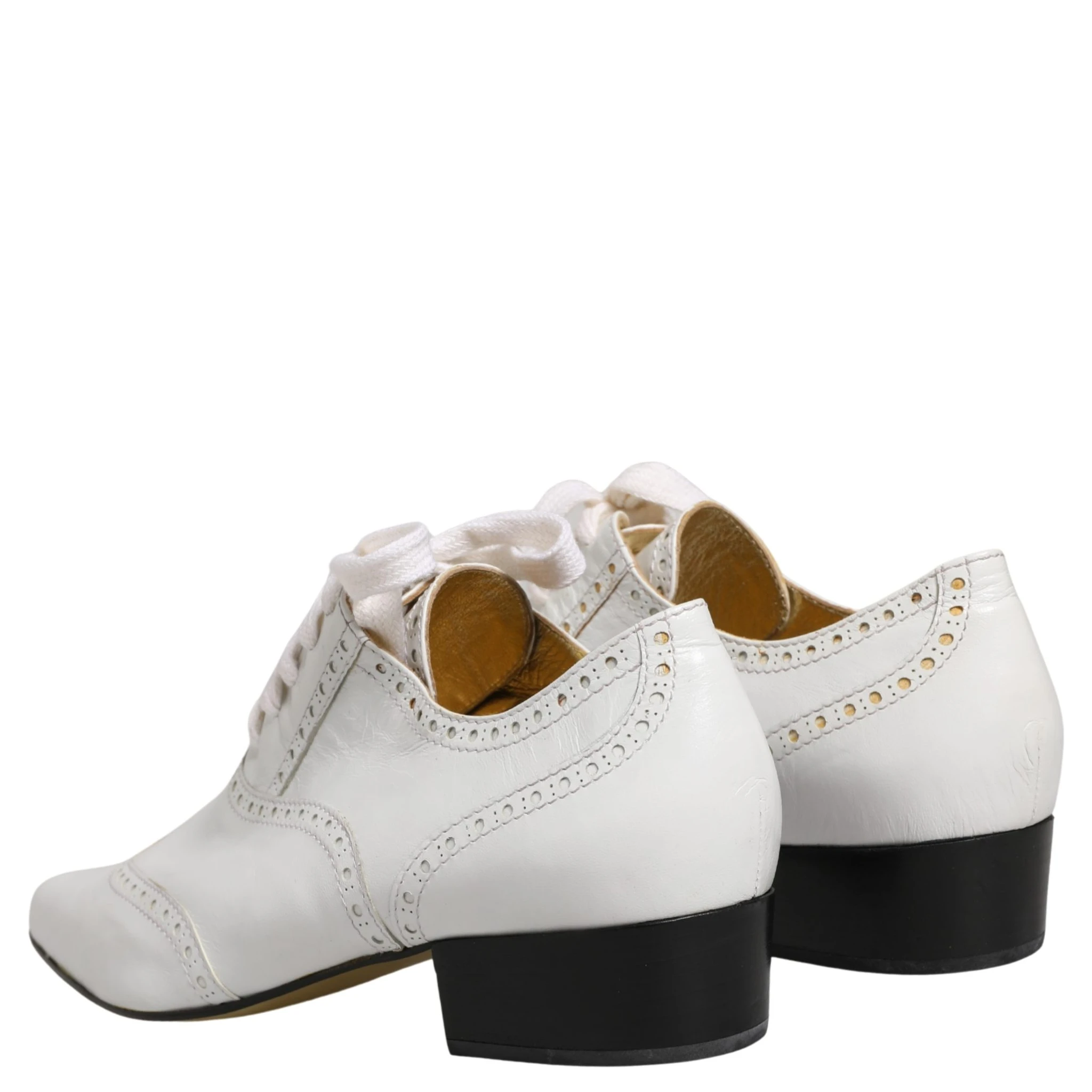 White Leather Brogue Oxford Lace Up Shoes