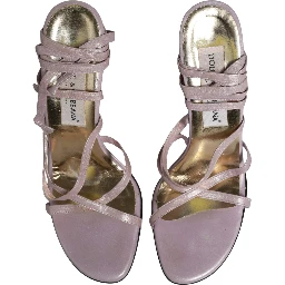 Purple Leather Wedge Heels Sandals Shoes