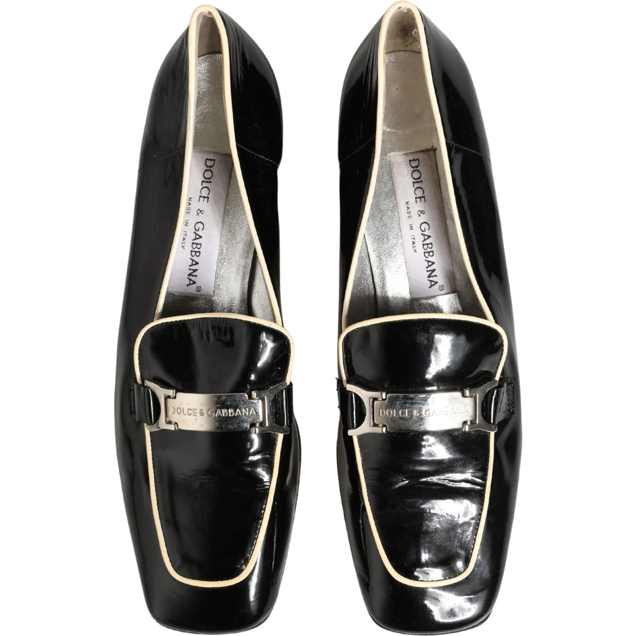 Black Patent Leather Logo Flats Loafers Shoes