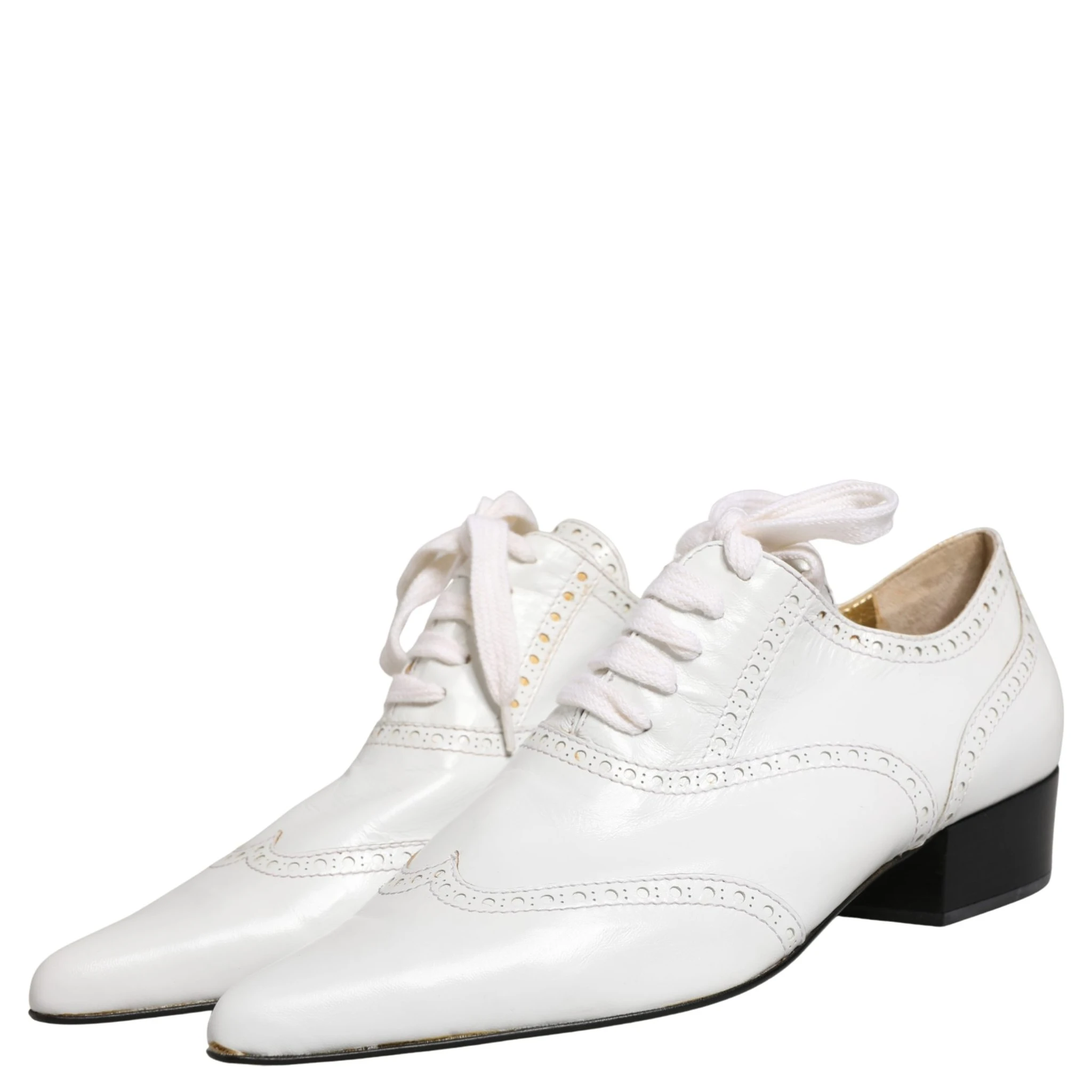 White Leather Brogue Oxford Lace Up Shoes