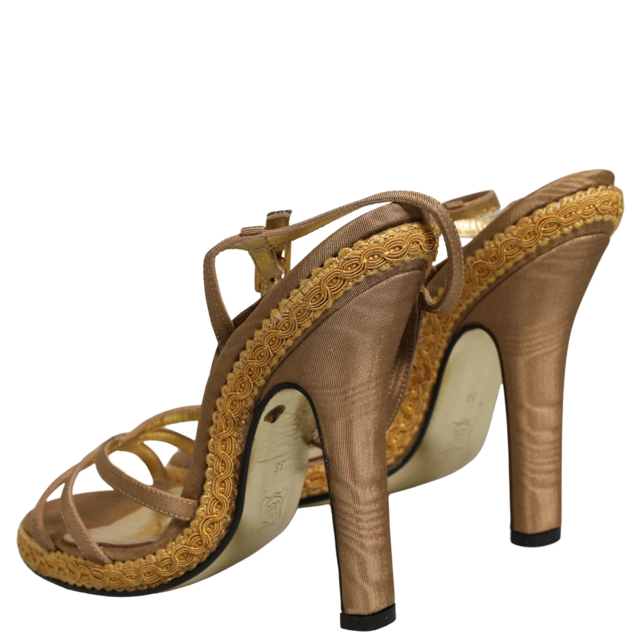 Brown Braided Ankle Strap Heels Sandals Shoes