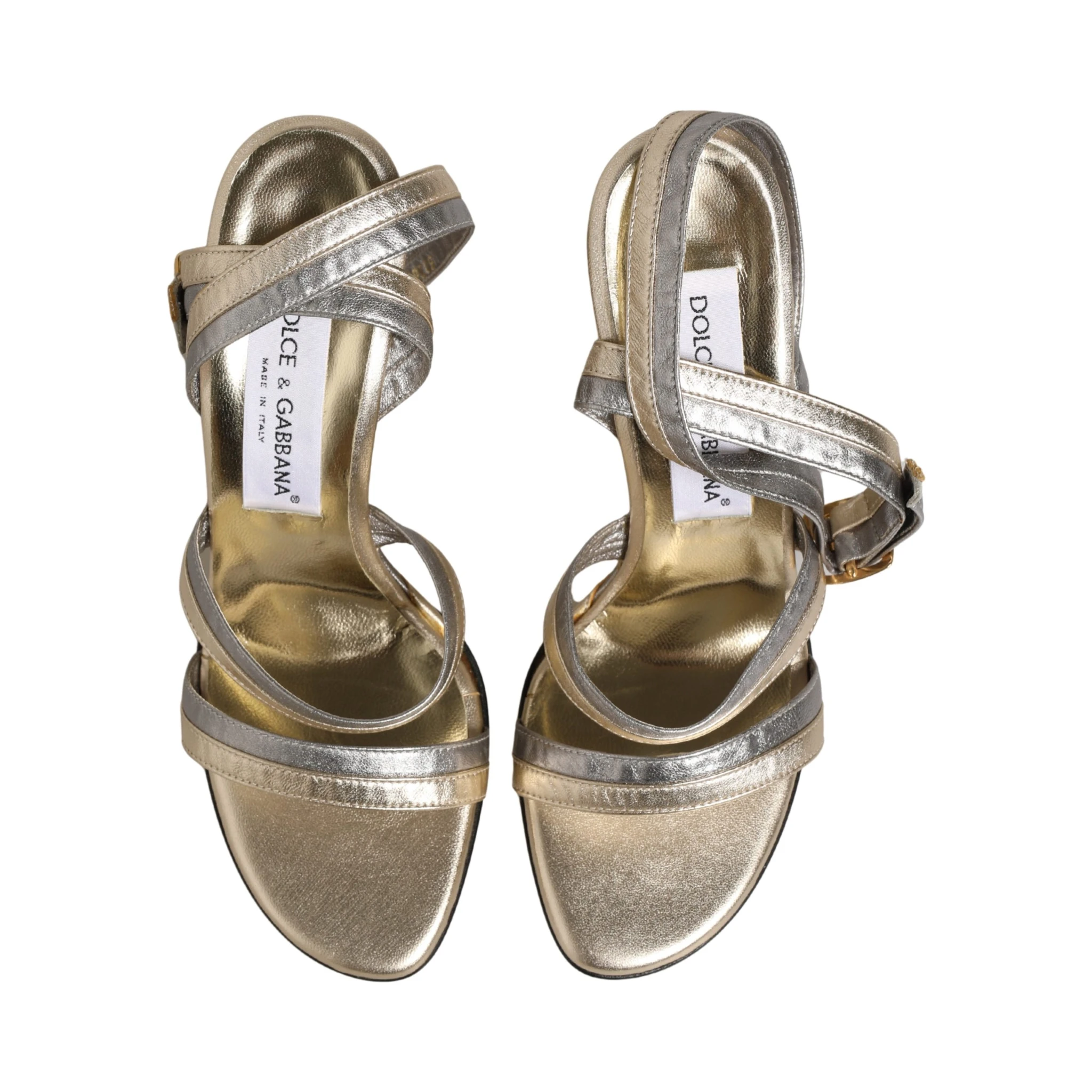 Gold Silver Leather Wedge Heels Sandals Shoes