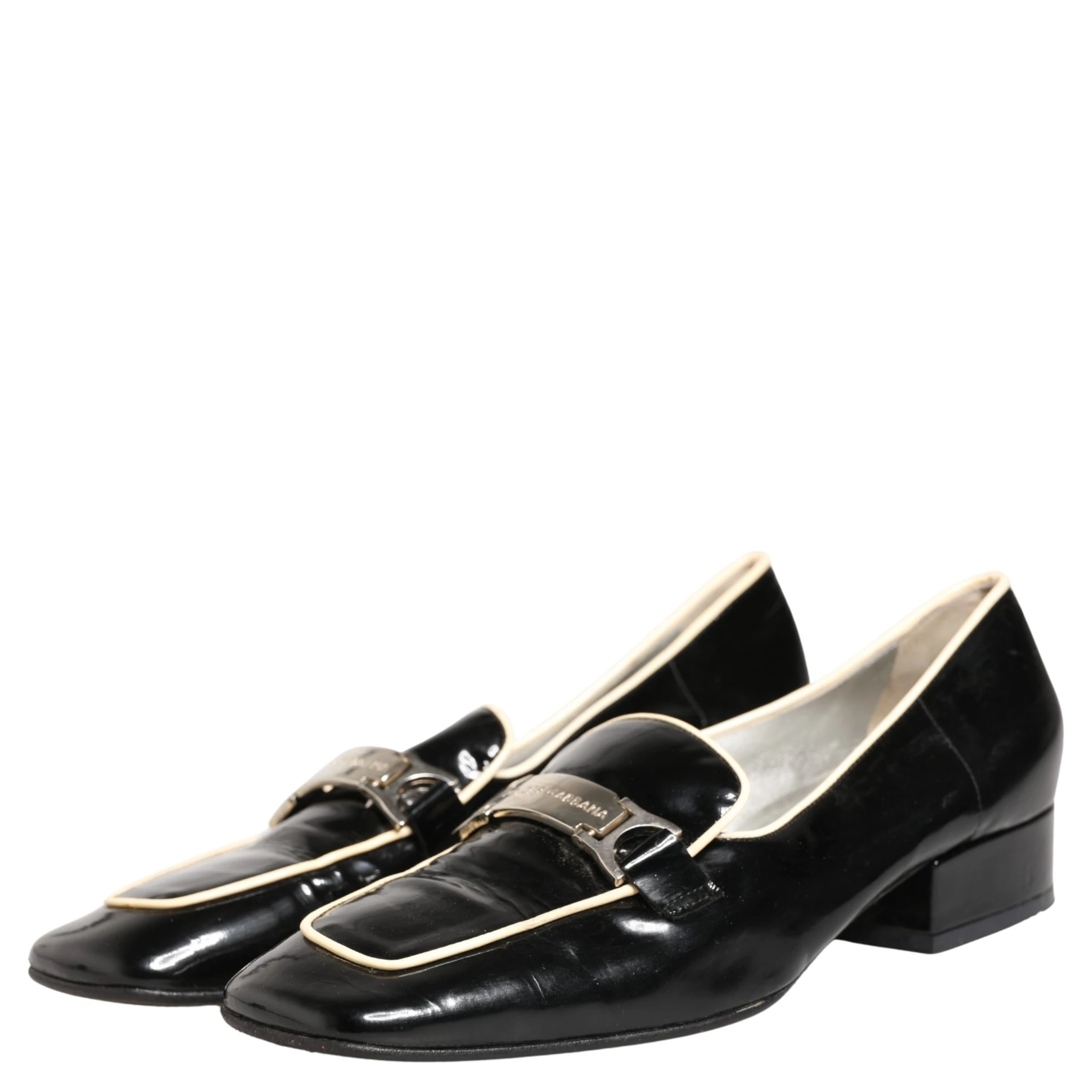 Black Patent Leather Logo Flats Loafers Shoes