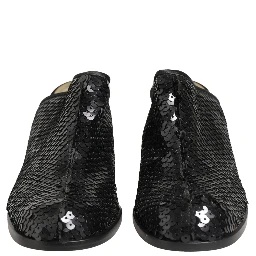 Black Sequined Mules Shoes