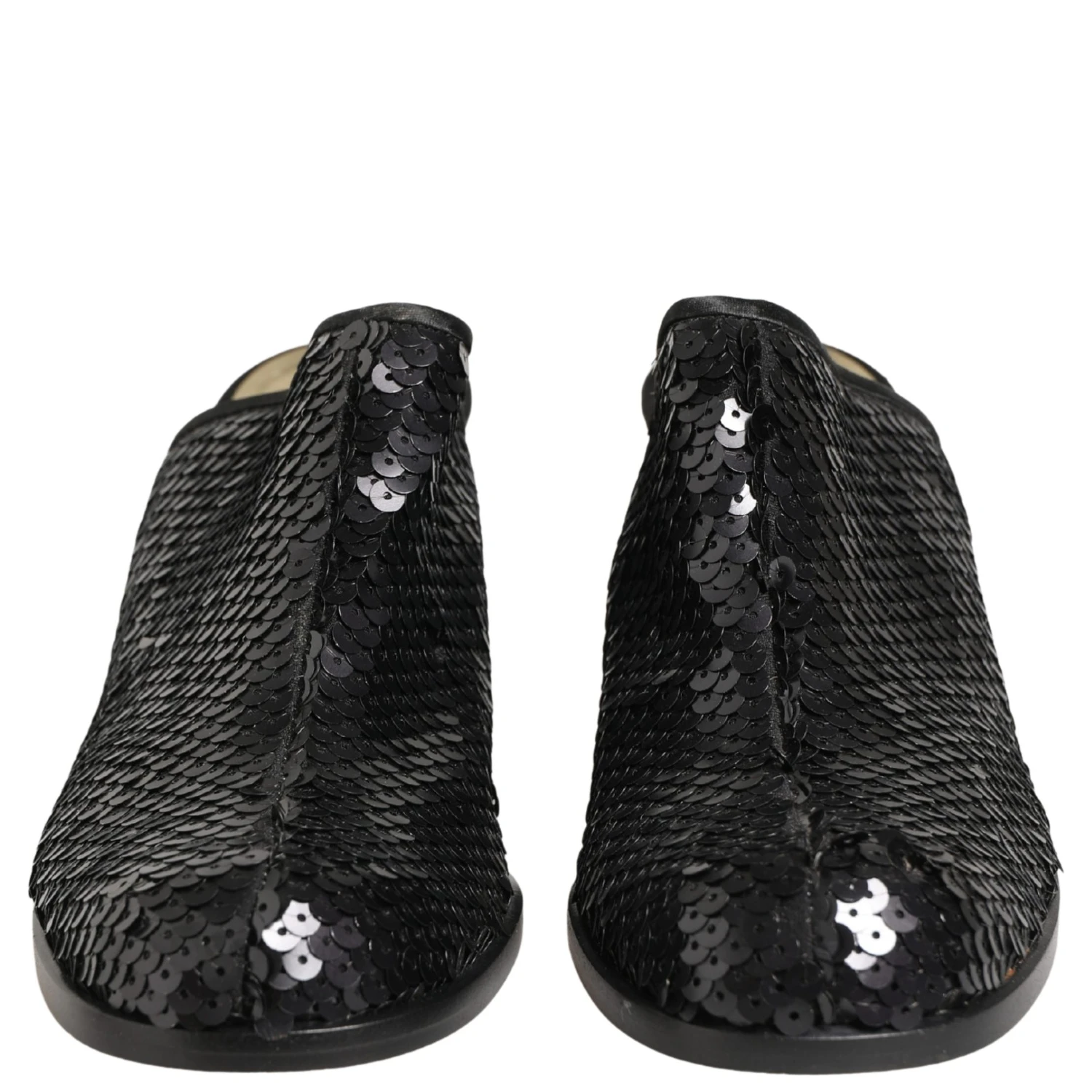 Black Sequined Mules Shoes
