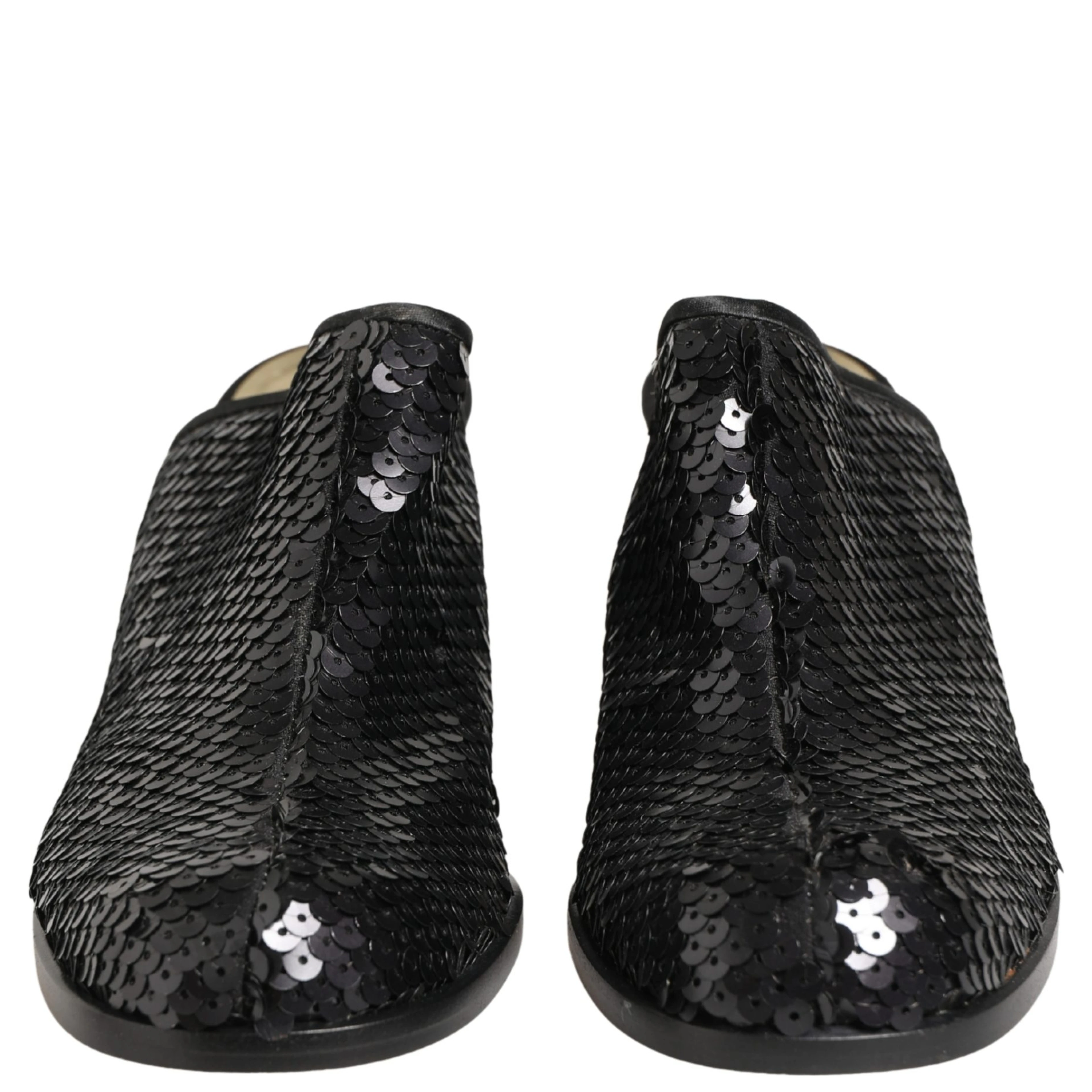Black Sequined Mules Shoes
