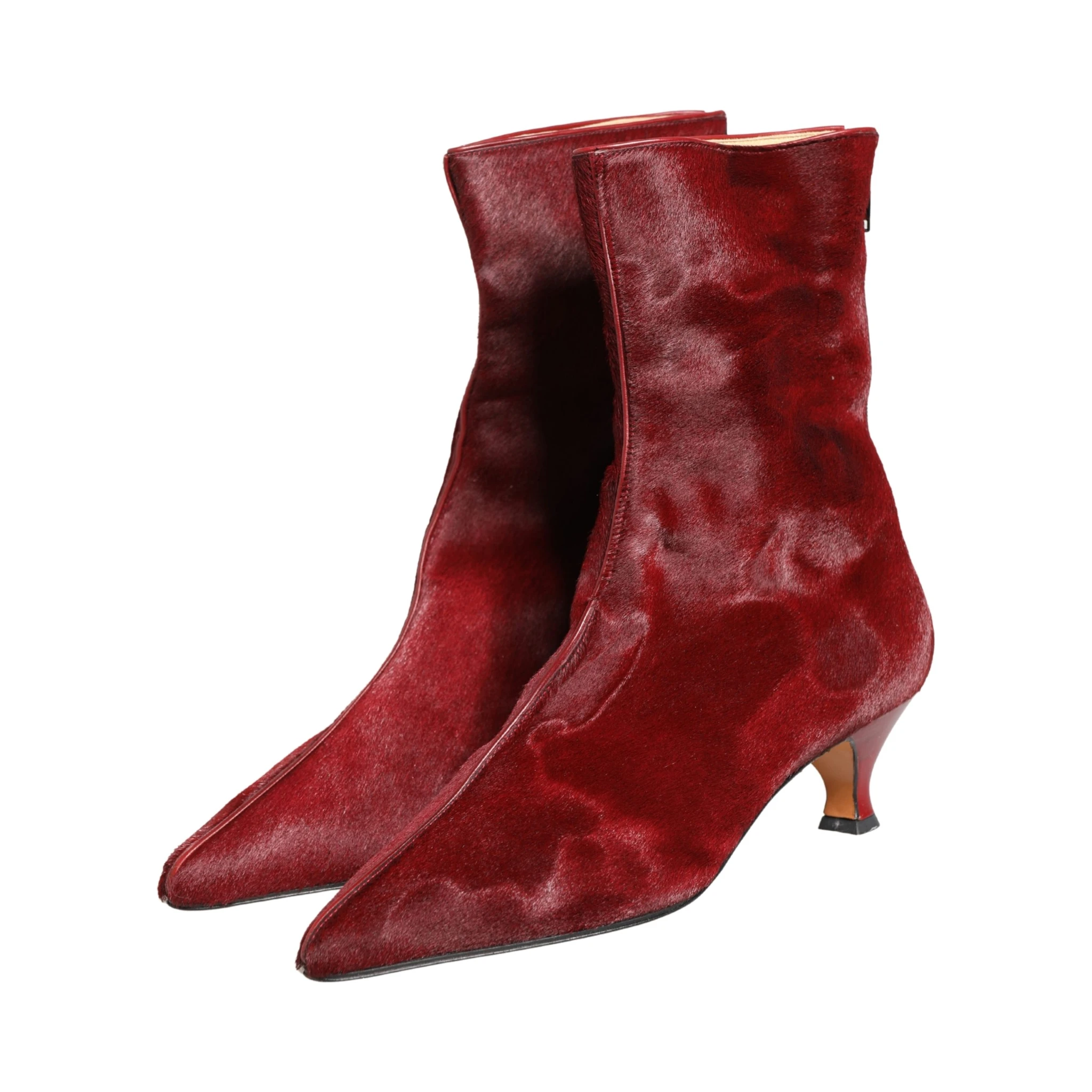 Burgundy Mid Calf Boots Shoes