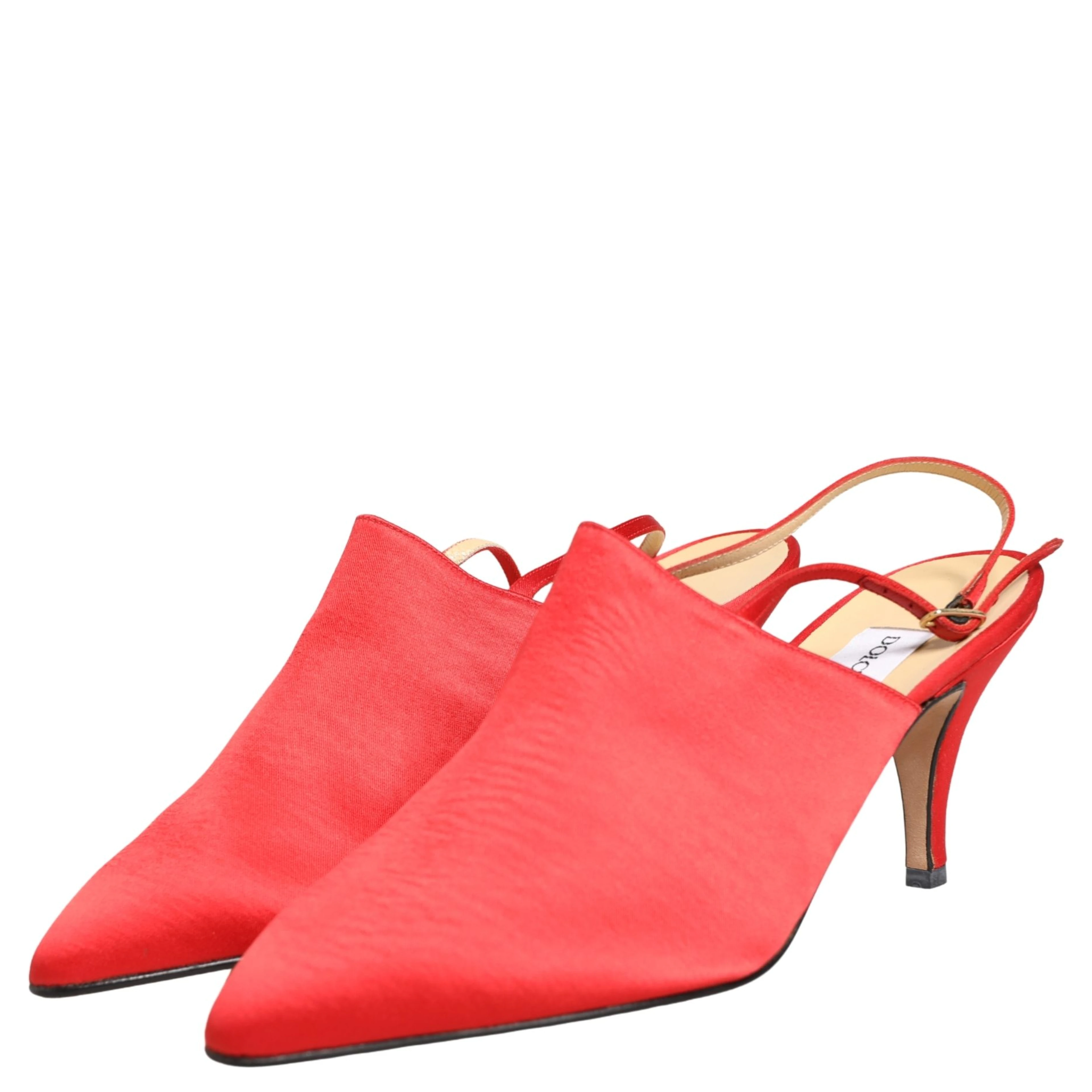 Red Suede Heel Slingback Shoes