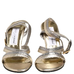 Gold Silver Leather Wedge Heels Sandals Shoes