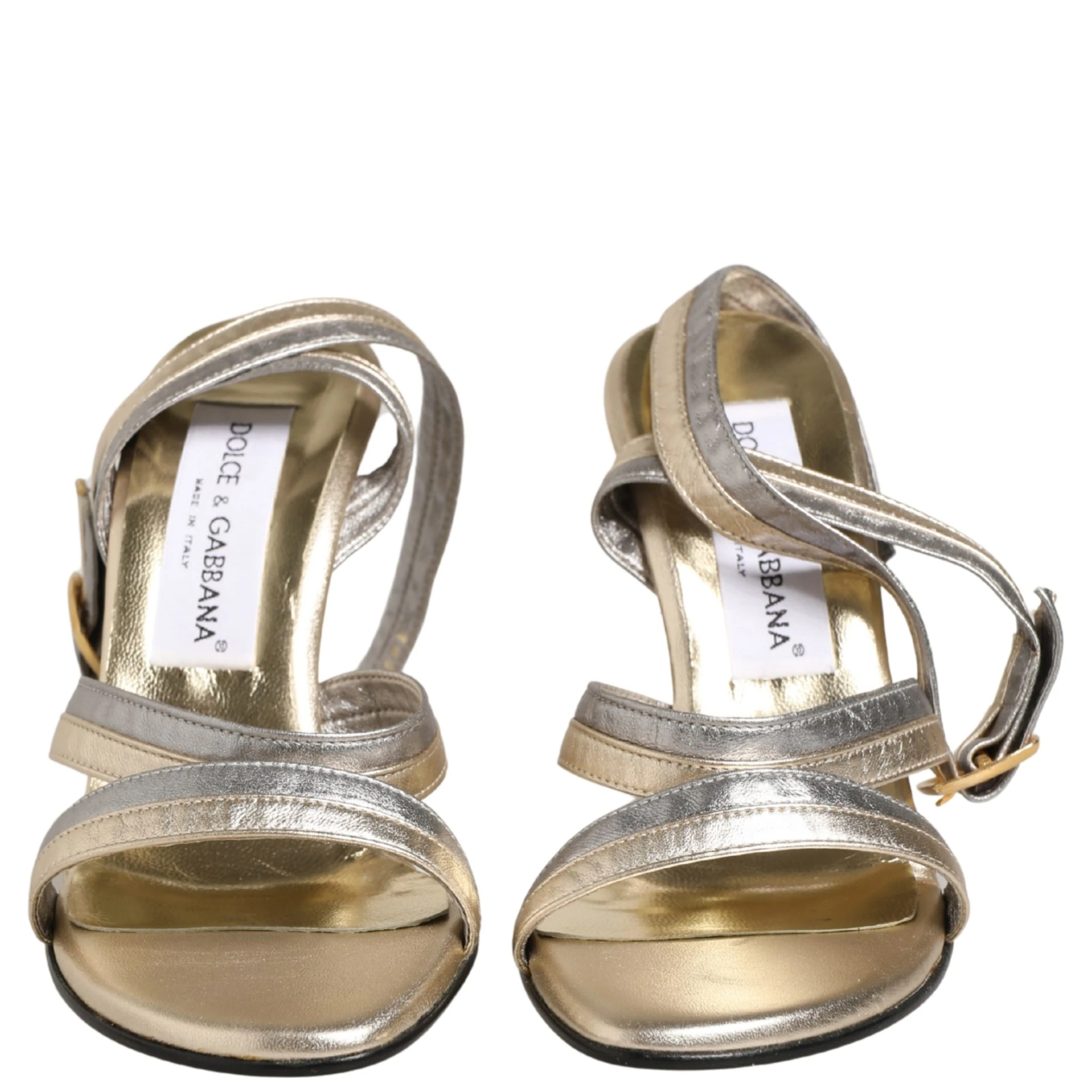 Gold Silver Leather Wedge Heels Sandals Shoes