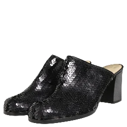 Black Sequined Mules Shoes