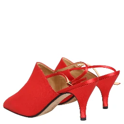 Red Suede Heel Slingback Shoes
