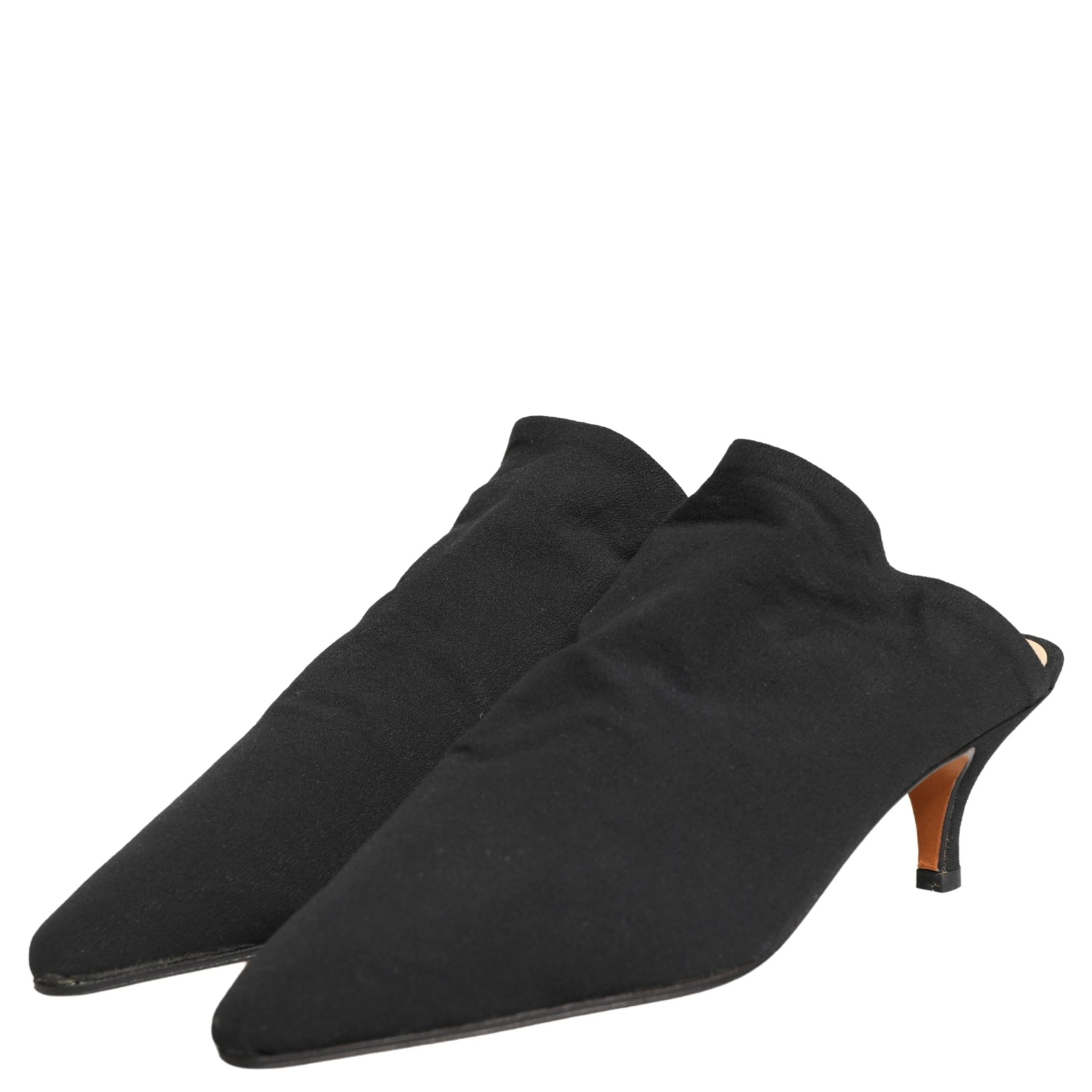Black Suede Heel Mule Shoes