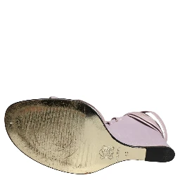 Purple Leather Wedge Heels Sandals Shoes