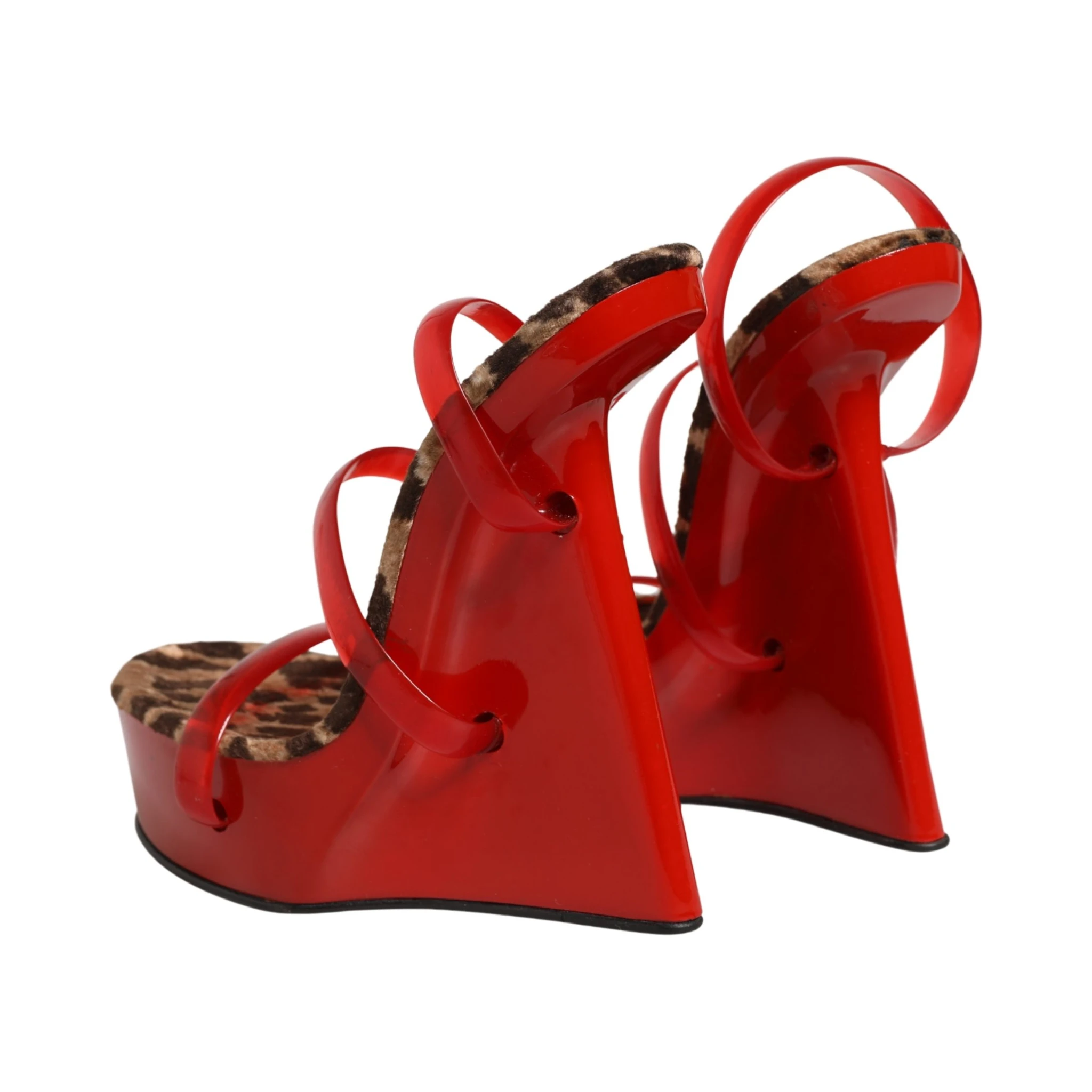 Red Lacquer Platform Wedge Sandals Shoes
