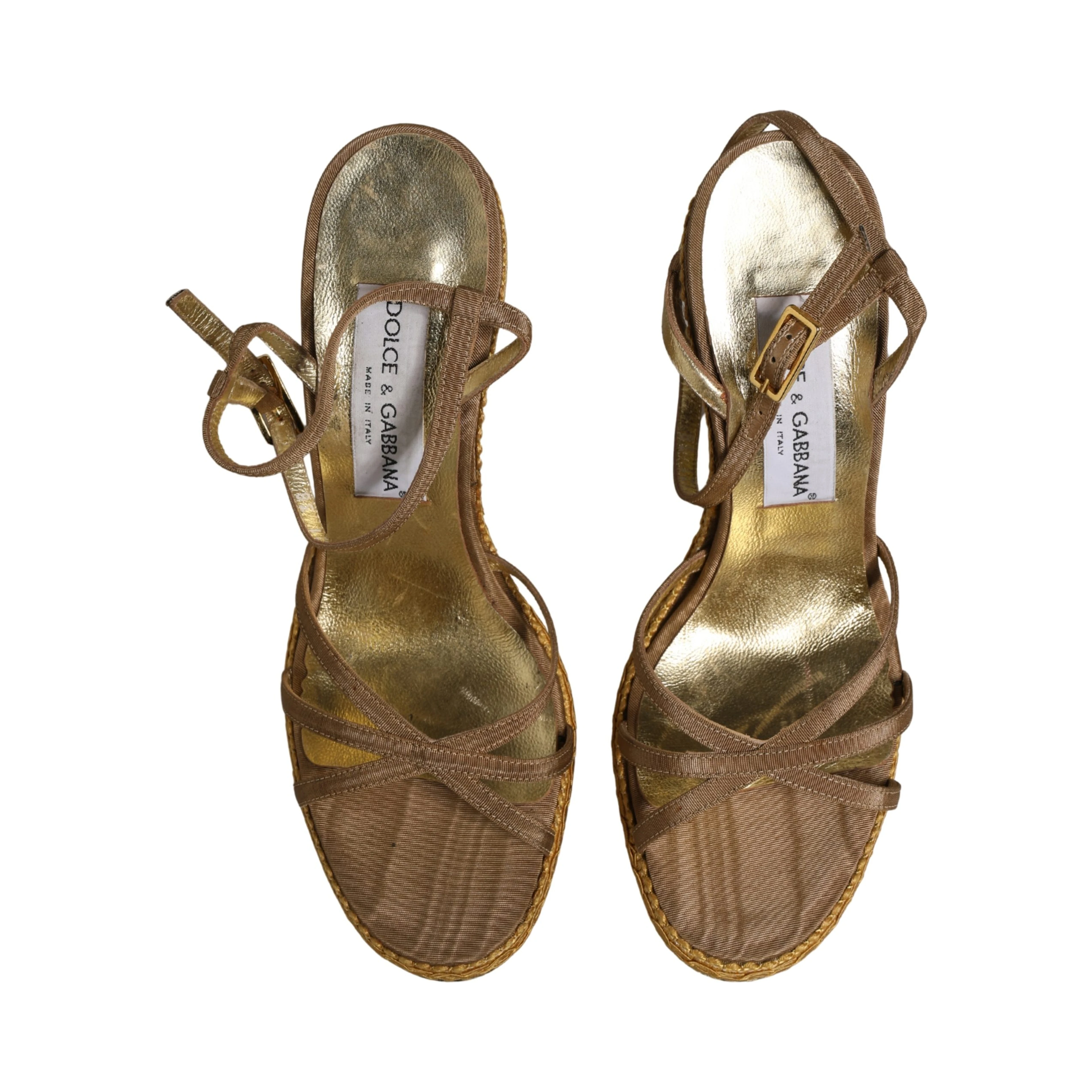 Brown Braided Ankle Strap Heels Sandals Shoes