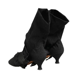 Black Suede Mid Calf Boots Shoes