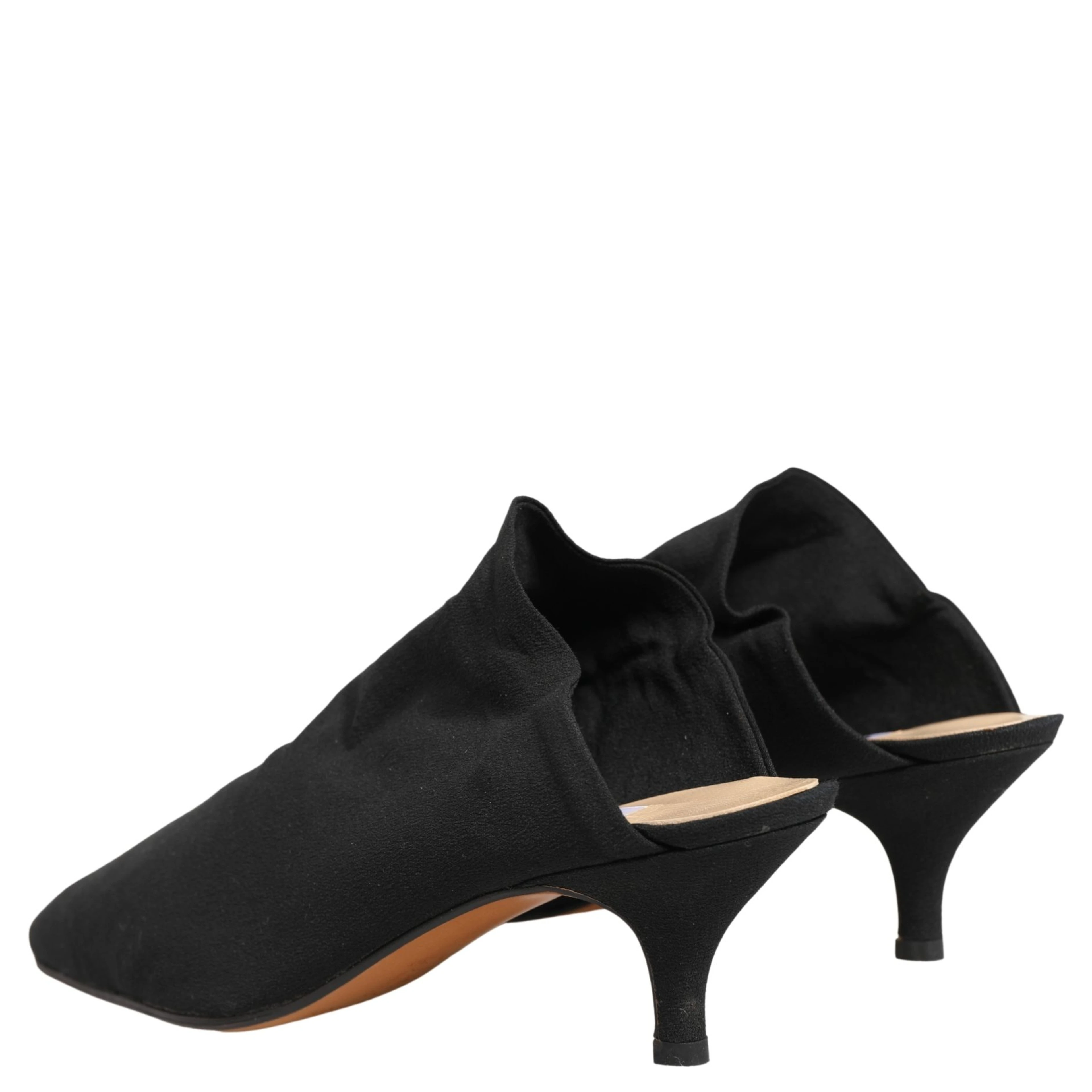 Black Suede Heel Mule Shoes