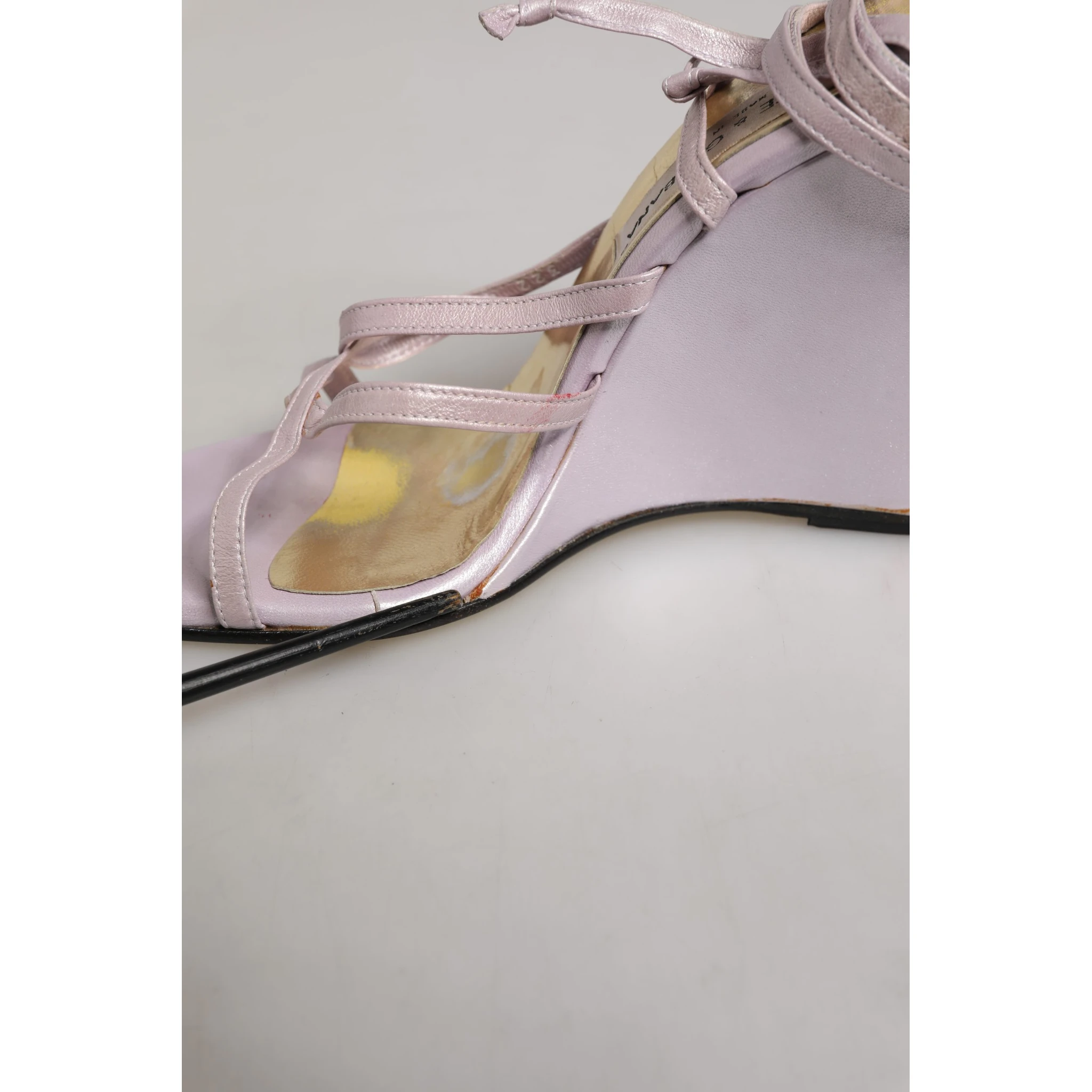 Purple Leather Wedge Heels Sandals Shoes