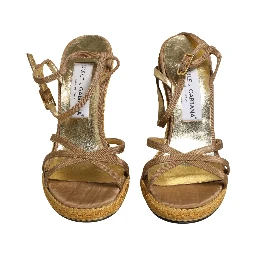 Brown Braided Ankle Strap Heels Sandals Shoes