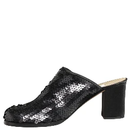 Black Sequined Mules Shoes