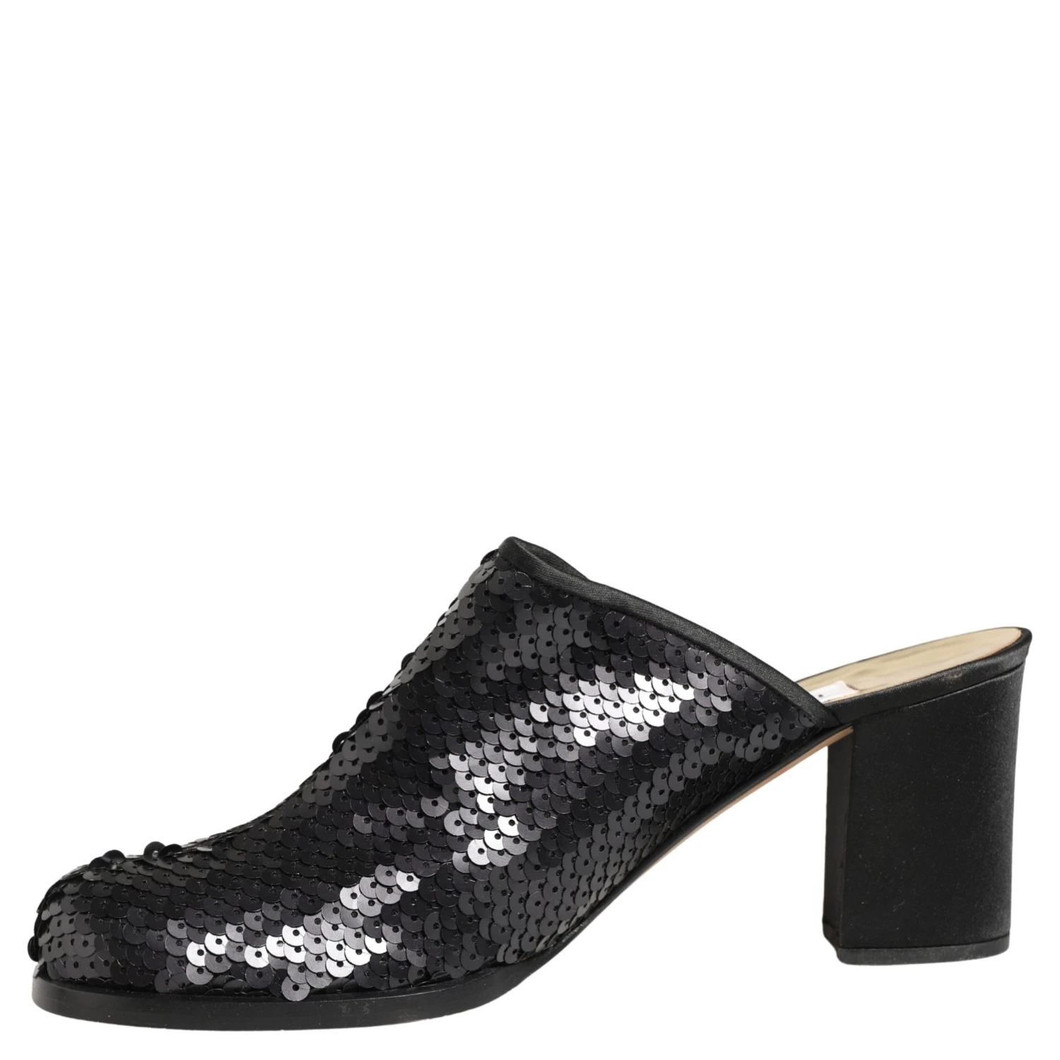 Black Sequined Mules Shoes