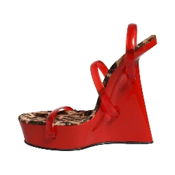 Red Lacquer Platform Wedge Sandals Shoes