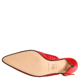 Red Suede Heel Slingback Shoes