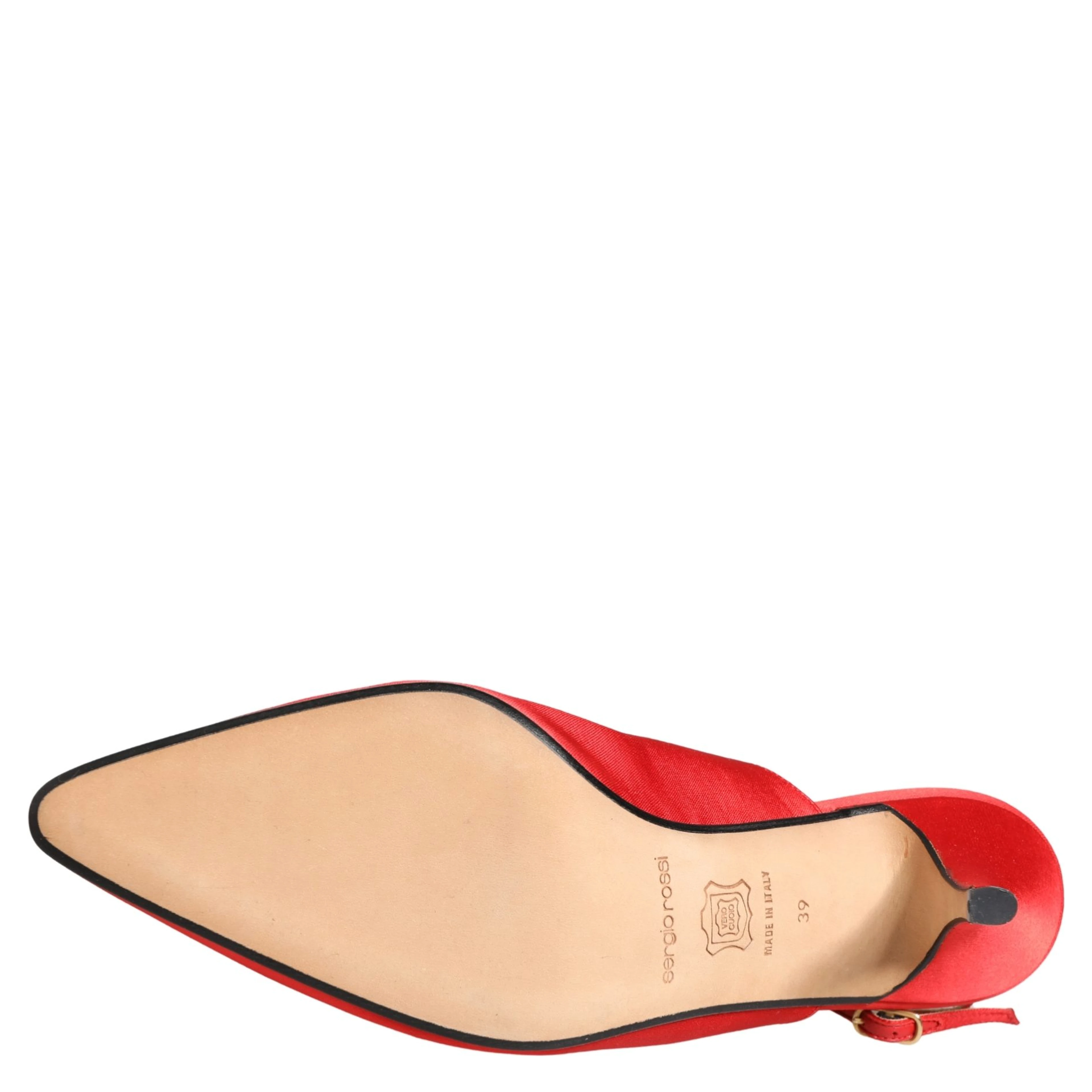 Red Suede Heel Slingback Shoes