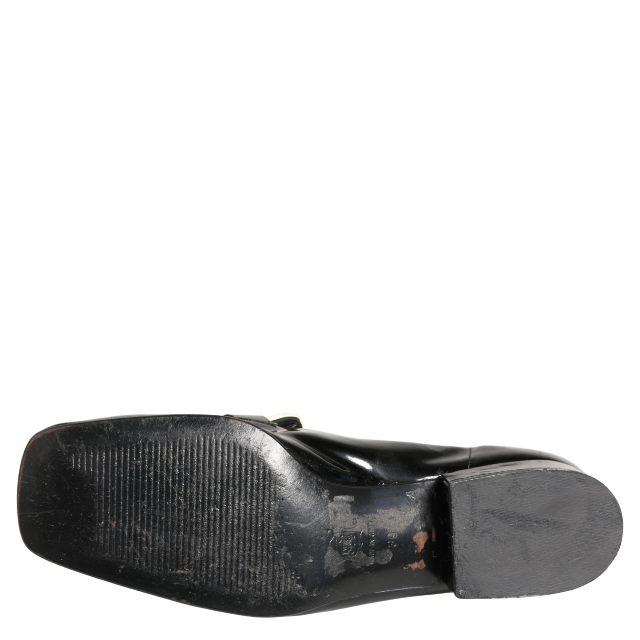 Black Patent Leather Logo Flats Loafers Shoes