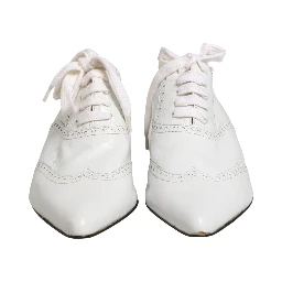 White Leather Brogue Oxford Lace Up Shoes