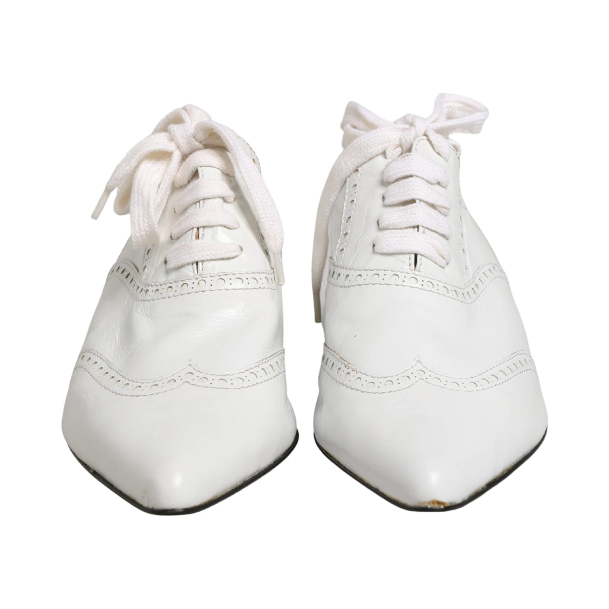 White Leather Brogue Oxford Lace Up Shoes