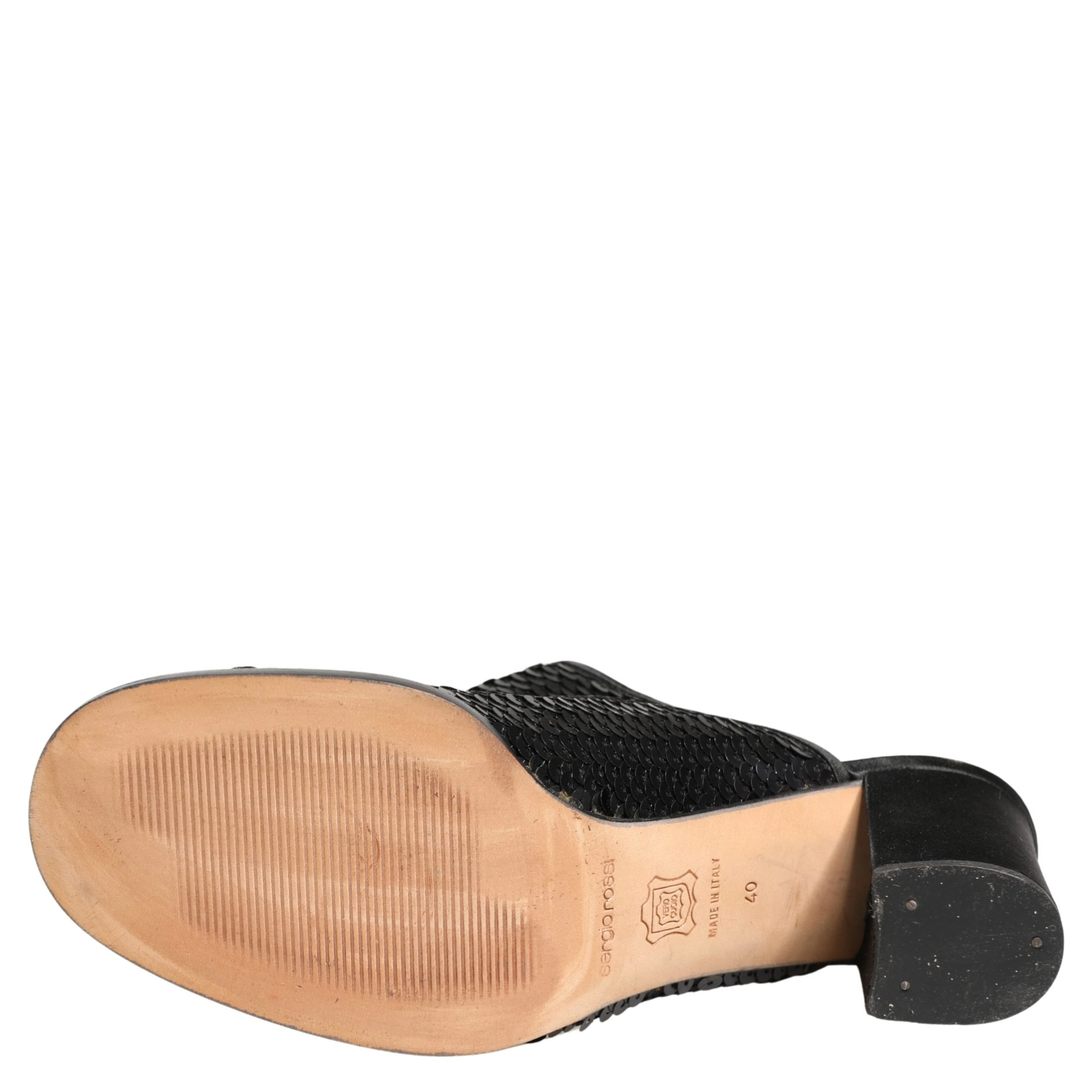 Black Sequined Mules Shoes