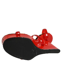 Red Lacquer Platform Wedge Sandals Shoes