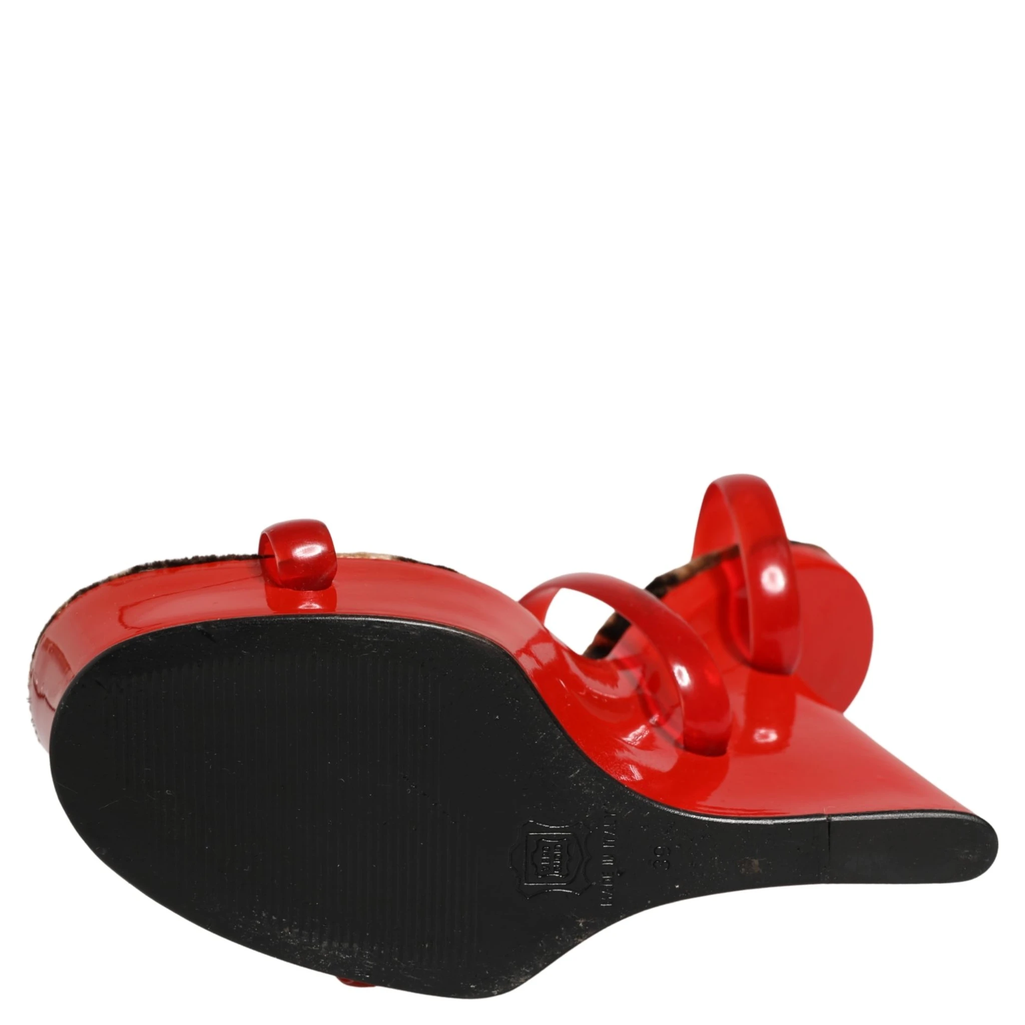 Red Lacquer Platform Wedge Sandals Shoes