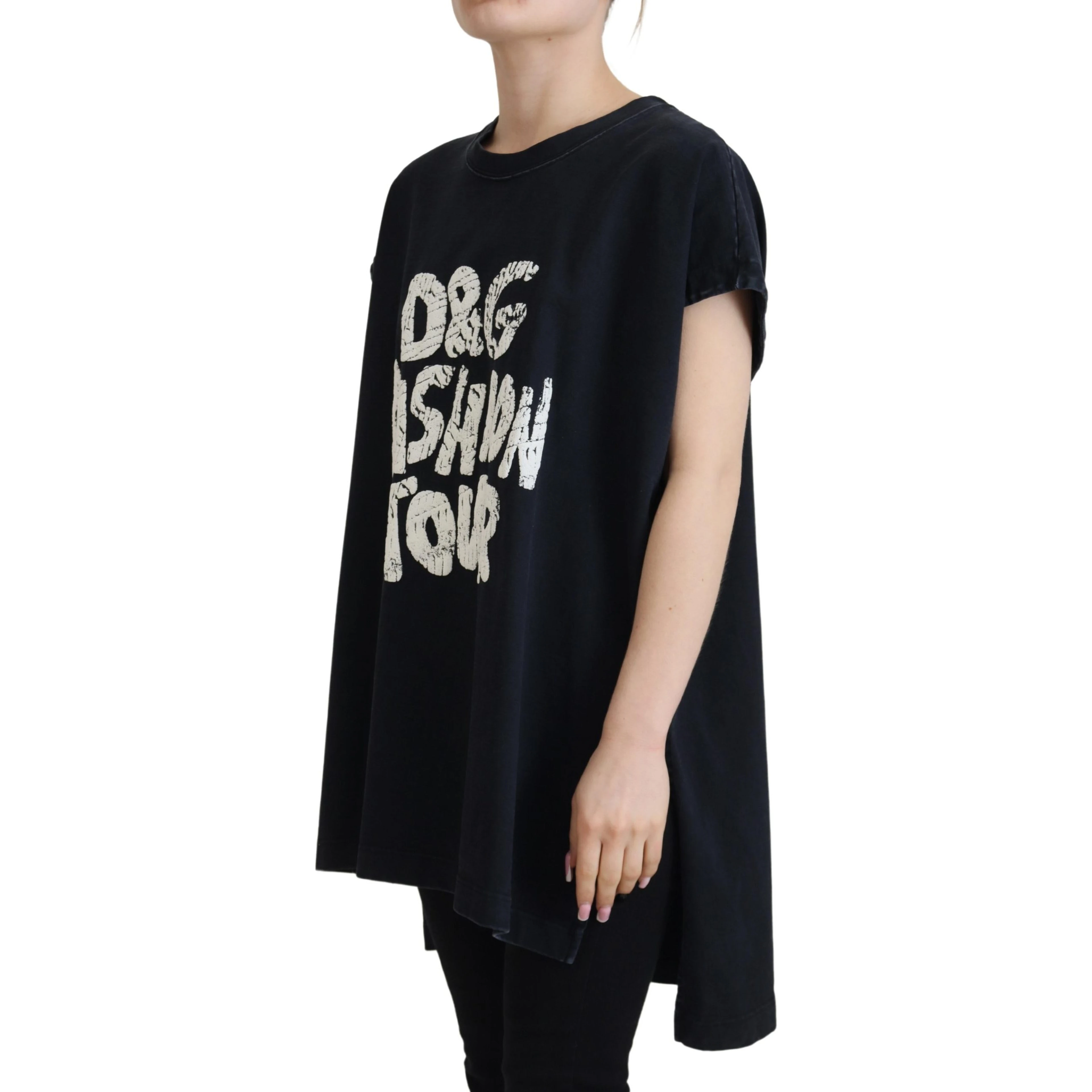 Black D&G Fashion Round Neck Cotton T-shirt