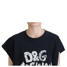 Black D&G Fashion Round Neck Cotton T-shirt