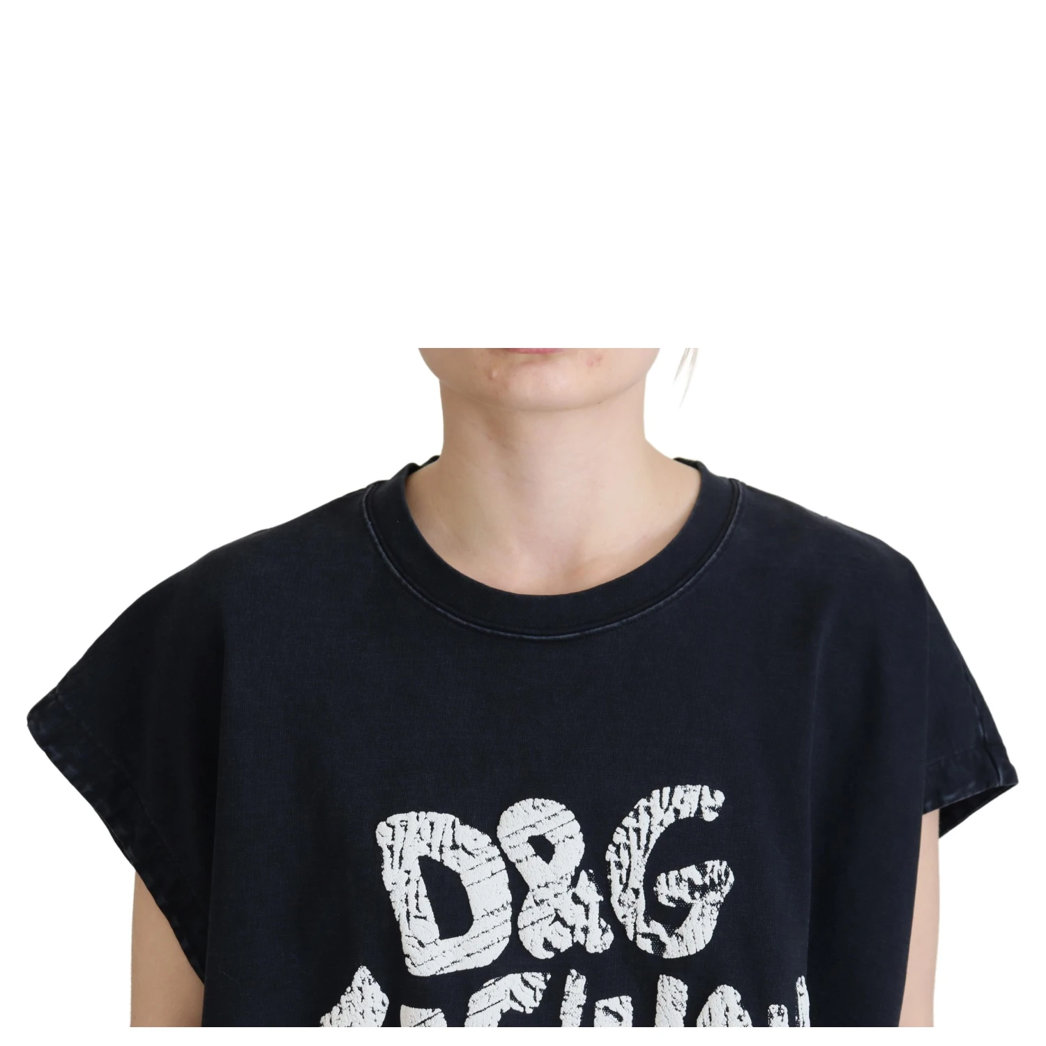 Black D&G Fashion Round Neck Cotton T-shirt